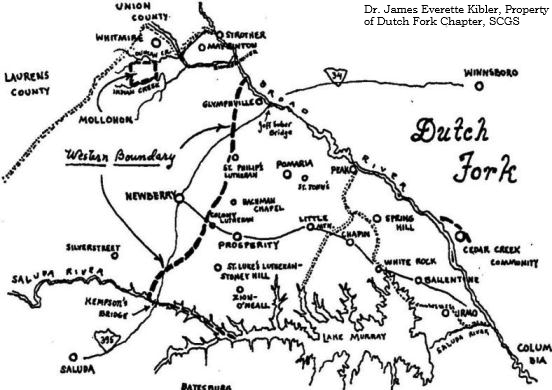 Old map of the Dutch Fork